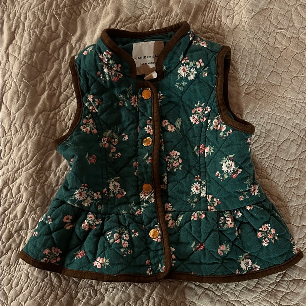 Janie and Jack Teal Floral Vest